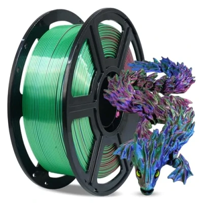 Afbeelding van FLASHFORGE Zijden PLA 3D printerfilament, zijdeglanzend, snel kleurverloop wisselende regenboog filament 1,75 mm, 1 kg spoel, zijdetextuur en ultrahoge glans, zijde driekleurig R&amp;B&amp;G