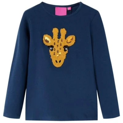 Afbeelding van Kindershirt met lange mouwen dierenprint 92 marineblauw