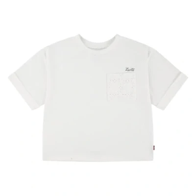 Afbeelding van Levi&#039;s Meisjes T shirt met borstzak in de kleur Wit, maat: 152 = 12 label