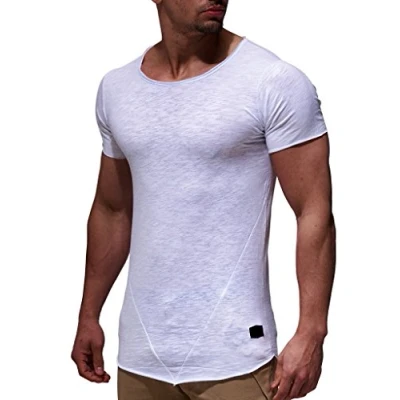 Afbeelding van Leif Nelson Heren T shirt, top, sweater, ronde hals, korte mouwen, vintage, LN6281, Weiss, L