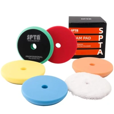 Afbeelding van SPTA Polijstspons, 5 delig, 125 mm, klittenband, polijstsponzen, polijstopzetstuk, waxsponzen, auto, polijstpad, spons, polijstschuim, set voor mm excentrische polijstmachine, slijpmachine