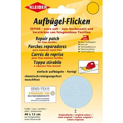 Afbeelding van Kleiber + Co.GmbH opstrijkpatches Zephir, lichtblauw, ca. 40 cm x 12
