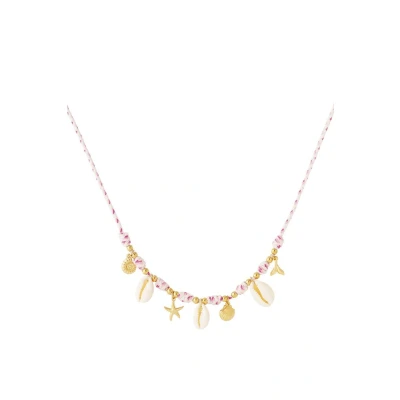 Afbeelding van Ketting summer vibes bedel schelp zeester roze goudkleur