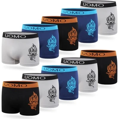 Afbeelding van L&amp;K Set van 10 boxershorts voor heren en jongens, retroshorts, microvezel onderbroek zonder zijnaden, in verschillende modellen, 1209ST &amp; MF, 1601 lt stuks, 164 170