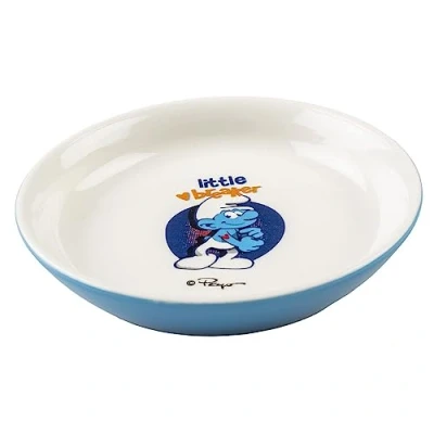 Afbeelding van Smurfs Duvoplus Voerbak Kat Potige Smurf Lage Eetkom 180ml 14,2x14,2x2,5cm Wit/blauw 1st