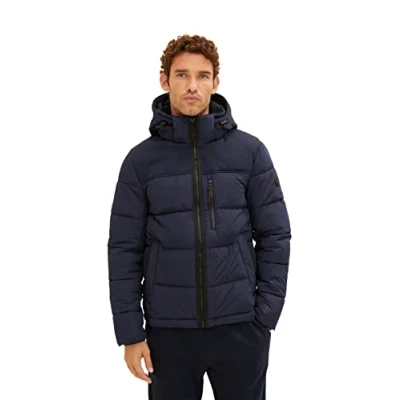 Afbeelding van TOM TAILOR Uomini Puffer jas met capuchon 1033545, 10668 Sky Captain Blue, XXL