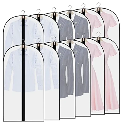 Afbeelding van Owelth Kledinghoes, voor een pak, lang, 12 stuks, 60 x 100 cm, transparante hoes kledinghoezen met ritssluiting, kledingbescherming pakken, jurken, overhemden