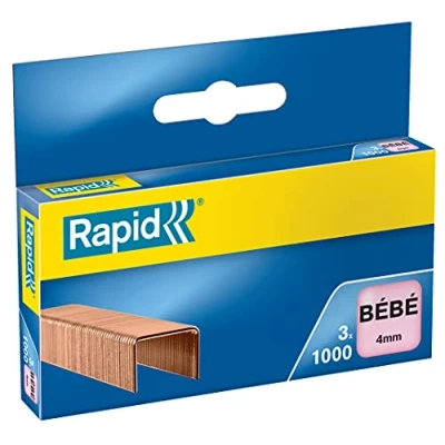 Afbeelding van Rapid BEBE 11974688 Koperen nietjes, voor het nieten tot 15 vellen, te gebruiken met niettang, koperdraad, 3000 stuks