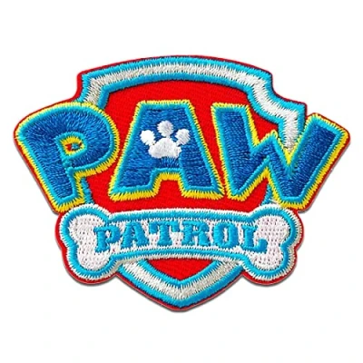 Afbeelding van Lapjes Appliqués Paw Patrol Logo overdrukplaatjes opzetstukken Applicaties opnaaien opstrijken Lap Patches, Maat: 6,4 x 4,7 cm
