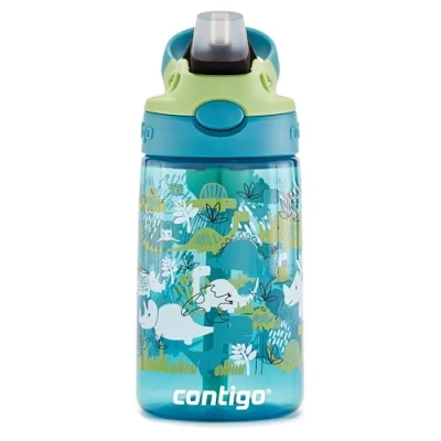 Afbeelding van Contigo Easy Clean Autospout kinderdrinkfles met rietje, BPA vrije stevige waterfles, 100% lekvrij, eenvoudige reiniging, ideaal voor kinderdagverblijf, kleuterschool, school en sport, 420 ml Dino Boy