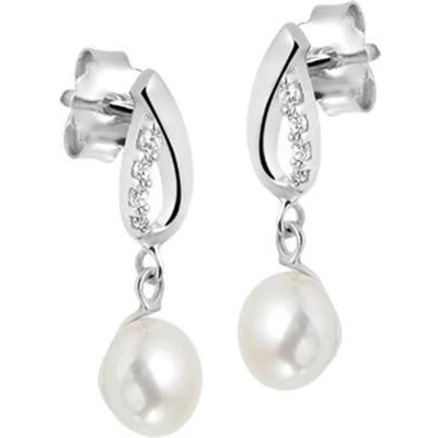 Afbeelding van TFT Oorhangers Parel En Zirkonia Zilver Gerhodineerd Glanzend