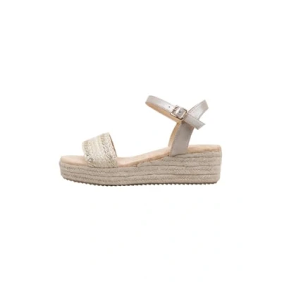 Afbeelding van mtng LITA Sandalen met sleehak, Dames, Maat: 36, Yute champagne Imitatieleer/ textiel