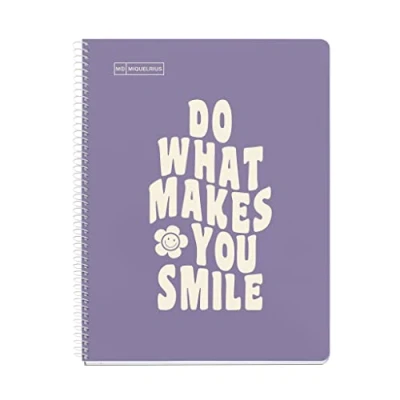 Afbeelding van Miquelrius Notebook berichten, 1 gekleurde strip, A4, 80 vellen stippen, papier 90 g, 4 boren, harde kartonnen omslag, violet