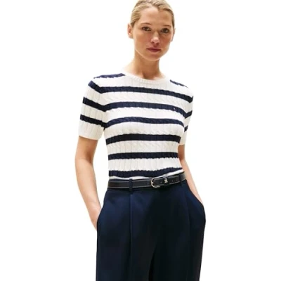 Afbeelding van Tommy Hilfiger Trui voor dames, Wit (Ivoorzijde/Dark Night Navy Stp), XXS