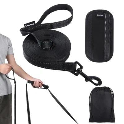 Afbeelding van Loutep Reflecterende Training Lood voor Honden 3 m 5 10 15 20 25 30 Sterke Nylon Touw Extra Lange Lijn Hond Met Gewatteerde Handvat Grote Medium Kleine Puppy Recall Huisdier