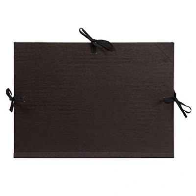 Afbeelding van Clairefontaine 37115C Kraft tekenmap (met linten, binnenkleppen, rug 30 mm, DIN A4+ binnen: 24 x 32 cm, buitenkant: 26 33 ideaal voor het opbergen van uw werk) zwart