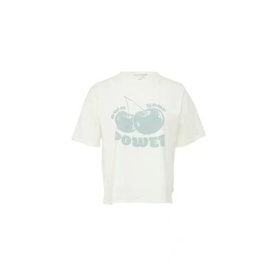 Afbeelding van QS MIT ÜBERSCHNITTENER Schulter Tshirt print, Dames, Maat: Large, Creme