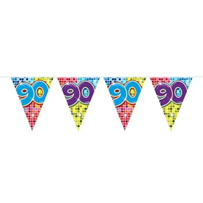 Afbeelding van 90 Jaar Mini Vlaggenlijn Birthday Blocks 3 meter
