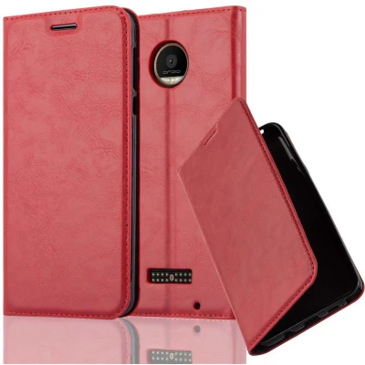 Afbeelding van Cadorabo Hoesje geschikt voor Motorola MOTO Z FORCE in APPEL ROOD Beschermhoes met magnetische sluiting, standfunctie en kaartvakje Book Case Cover Etui