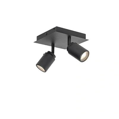 Afbeelding van QAZQA Moderne badkamer spot zwart vierkant 2 lichts IP44 Ducha