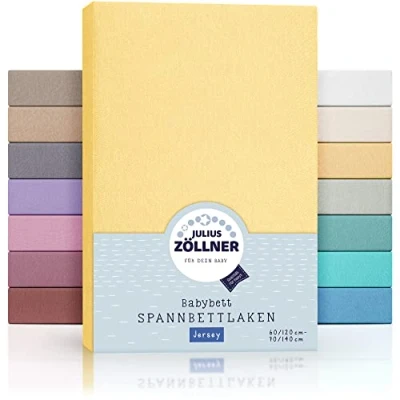 Afbeelding van Julius Zöllner jersey hoeslaken voor baby en kinderbed, 100% katoen, Oeko Tex Standard 100 gecertificeerd, afmetingen: 60 x 120 cm / 70 140 cm, set van 2, banaan