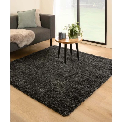 Afbeelding van Vierkant Hoogpolig Vloerkleed Cozy Shaggy Antraciet 140x140 Cm