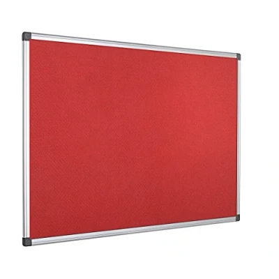 Afbeelding van Bi Office Maya Prikbord, Vilten Memobord Rood, Geanodiseerd Aluminium Omlijsting, 90x60 cm