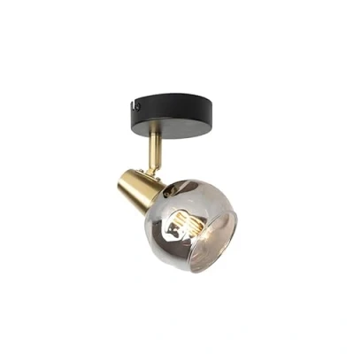 Afbeelding van QAZQA Art Deco spot goud met smoke glas Vidro
