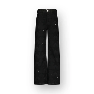 Afbeelding van Vingino high waist wide leg jeans Cato Star met all over print washed black