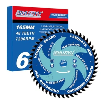 Afbeelding van LSHUZIYU, 165mm 48T, Dunne Kerf 1.6mm. Middengat 20mm met 15.88mm sluitring. Hout Snijden Cirkelzaagblad, Voor MAKITA HIKOKI MILWAUKEE BOSCH DEWALT Draadloze Zaag.