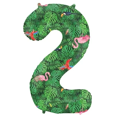 Afbeelding van Folat Folieballon Cijfer 2 Jungle Vibe 86 cm
