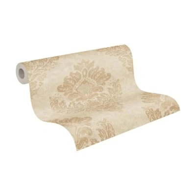 Afbeelding van Leen Bakker Livingwalls Behang Barokprint Goud En Beige 53cm X 10,05 M AS379013 Vinyl