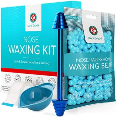 Afbeelding van Neuswax Kit 50g Veilig en Eenvoudig Thuis Neus Waxen met Medi Grade Complete Wax Set Huidtape, Harsbakje, Opbergtasje Neushaarverwijderaar Ontharingswax