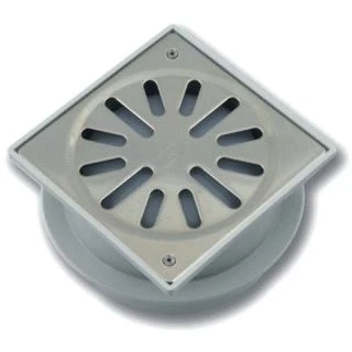 Afbeelding van AQUABERG ABS VLOERPUT MET RVS ROOSTER VASTGESCHROEFD ONDERUITL. 50MM NIET VERSTELBAAR 100X100MM PPC REUKAFSLUITER REUKSLOT 37MM