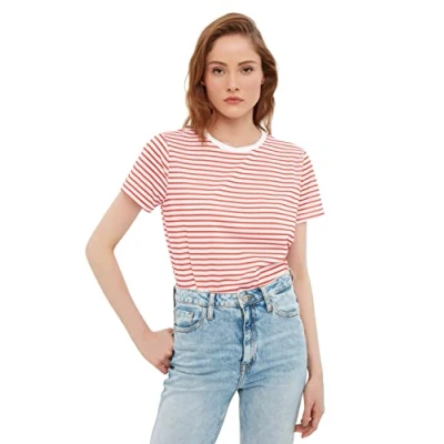 Afbeelding van Trendyol Zwart Gestreept Basic Gebreid T Shirt Twoss21Ts0904