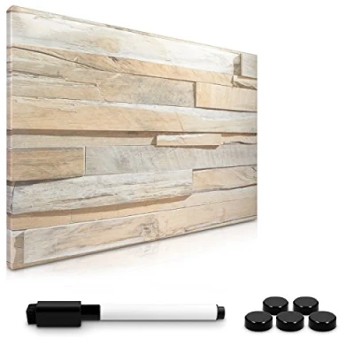 Afbeelding van Navaris magnetisch memobord met accessoires 40 x 60 cm Uitwisbaar whiteboard marker en magneten Stenen muur ontwerp