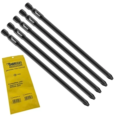Afbeelding van 5 x SabreCut SCPZ2157_5 157mm PZ2 Autofeed Collated Drywall Schroevendraaier Gun Bit Enkele Ended PoziDriv POZI No.2 Heavy Duty Compatibel met Makita BFR550 6843 DFR550