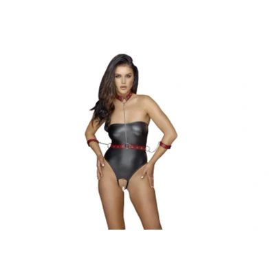 Afbeelding van Cottelli Bondage Stringbody met Details Zwart/Rood