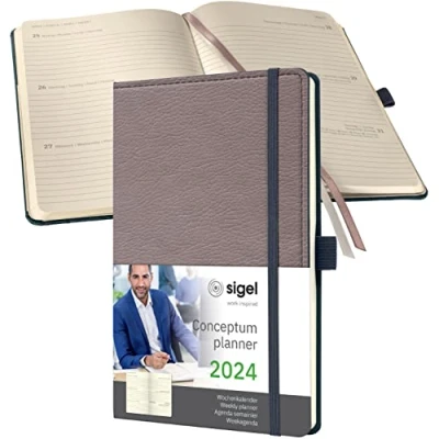 Afbeelding van Weekagenda Conceptum A5 2024 (NL/FR/EN/DU), Design Casual Taupe Hardco