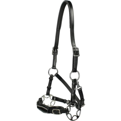 Afbeelding van F.R.A. Hackamore Hoofdstel Miranti Leder met Scharen Zwart One Size