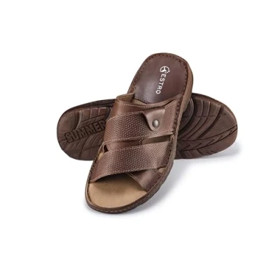 Afbeelding van ESTRO Sandalen Heren Leren Muiltjes Zomerschoenen Zomer met Antislip Gom Zolen S5 (40 EU, Bruin)
