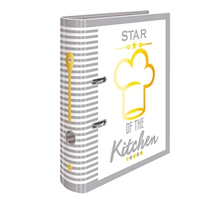 Afbeelding van HERMA 19662 Receptenmap A4 om zelf te schrijven, Star of the Kitchen, 7 cm breed, receptenboek met register op plakken, motief ringband interne druk, voor keuken en huishouden,