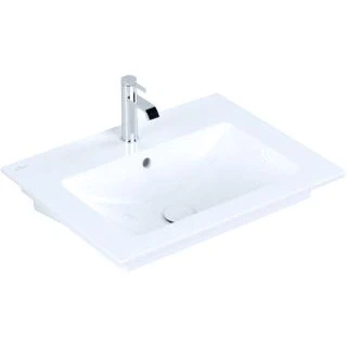 Afbeelding van Villeroy en boch venticello fontein 65 x 50 cm wit ceramicplus middelste kraangat doorgestoken met overloop 412465r1