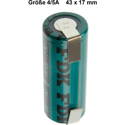 Afbeelding van Sanyo HR 4 / 5AU NiMH batterij 2150mAh 5A, 43x17mm met soldeerlip in U vorm