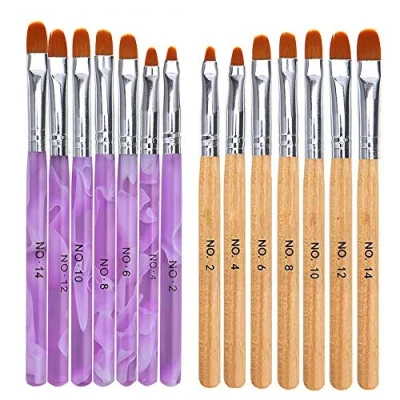 Afbeelding van Mwoot 14 STKS Nagellakpenseel, Acryl Nagel Kunstborstel Set Nylon Haarborstel Pen Tool voor Art Design Schilderij Salon en DIY Paars