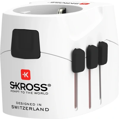 Afbeelding van SKROSS 1.302460 PRO LightUSB Universele Reisadapter 2 en 3 Polig met USB Stopcontacten Spanning vermogen: 100V 630W / 250V 1575W Bescherming tegen elektrische schokken