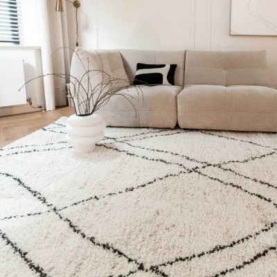 Afbeelding van Berber Vloerkleed Hoogpolig Wit/Beige/Zwart Allure Interieur05