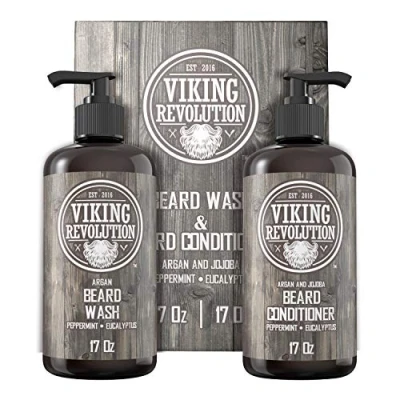 Afbeelding van Viking Revolution Beard Balm with Clary Sage Scent and Argan &amp; Jojoba Oils Styles, Strengthens Softens Beards Mustaches Leave in Conditioner Wax for Men 2 Oz / 57g