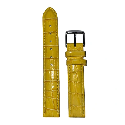 Afbeelding van Horlogeband 16mm Geel Echt leer in croco print Roestvrijstalen gesp