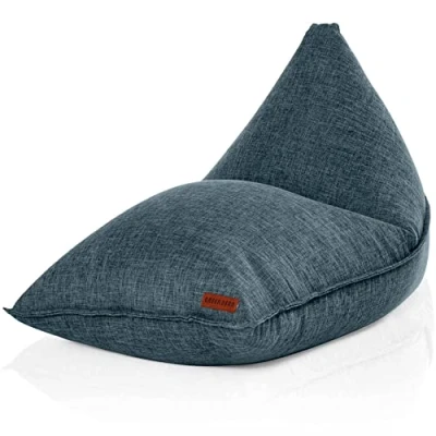 Afbeelding van Green Bean© Zitzak Triangle 150 x 100 cm met 220 liter EPS parelvulling behaaglijk, zacht wasbaar vloerstof, vloerkussen, ligkussen, zitkussen blauw